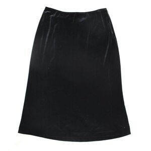 Ellen Tracy VTG Black Velvety Midi Skirt Size 14 Soft Flowy Chic Y2K
